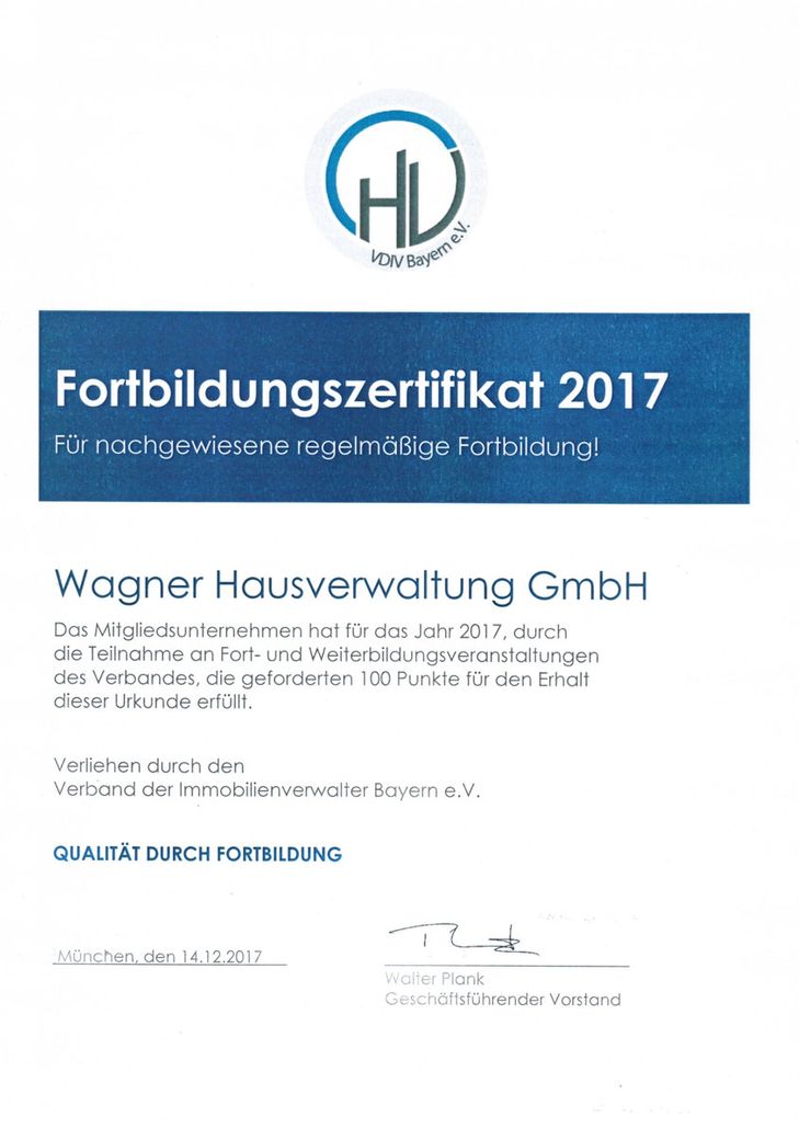 Fortbildungszertifikat 2017