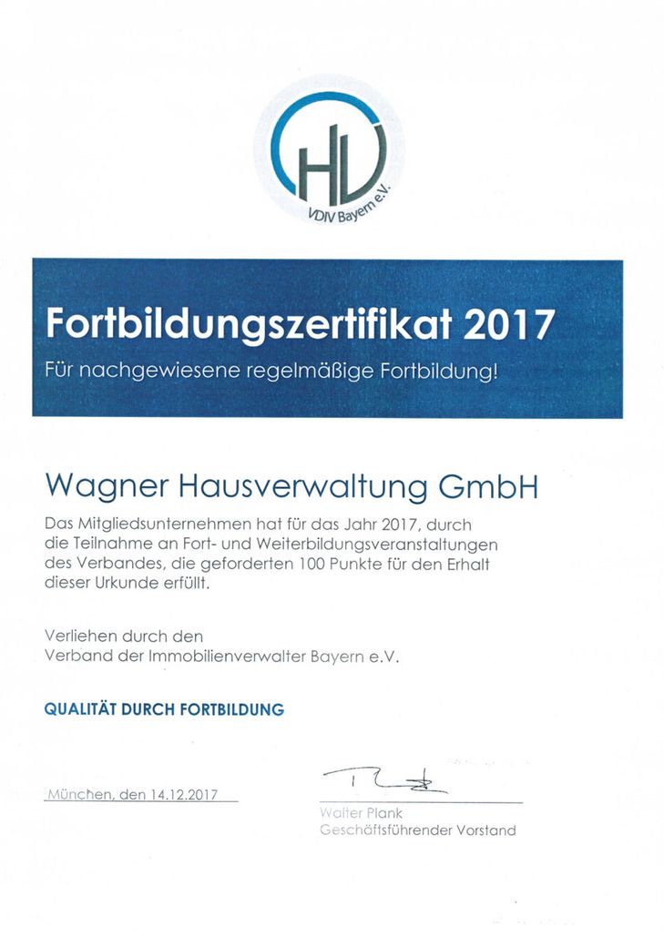 Fortbildungszertifikat 2017